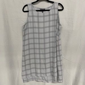 Eileen Fisher Ash Plaid Printed Silk Georgette Scoop Neck Tunic